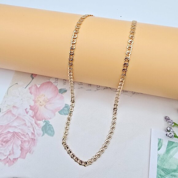 Shiny Rose Gold Chain Necklace with Polished Flat Heart Links, XPNL0062 - Picture 2 of 12
